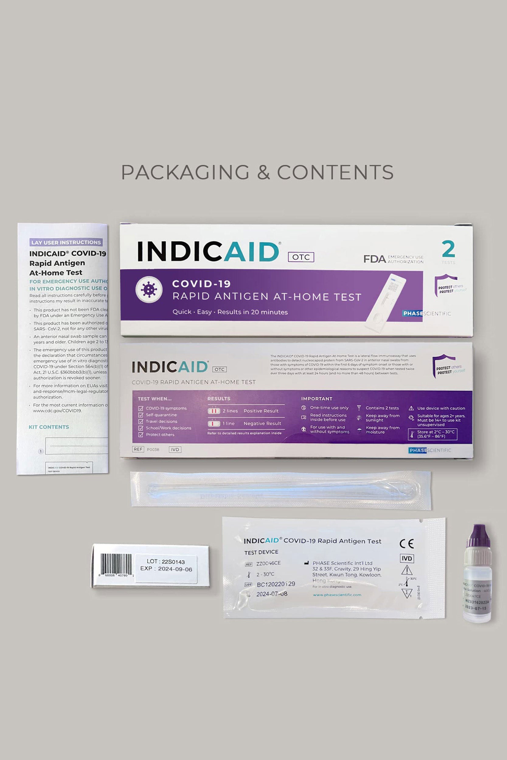 Indicaid Covid-19 Rapid Antigen Test (2 Pack)