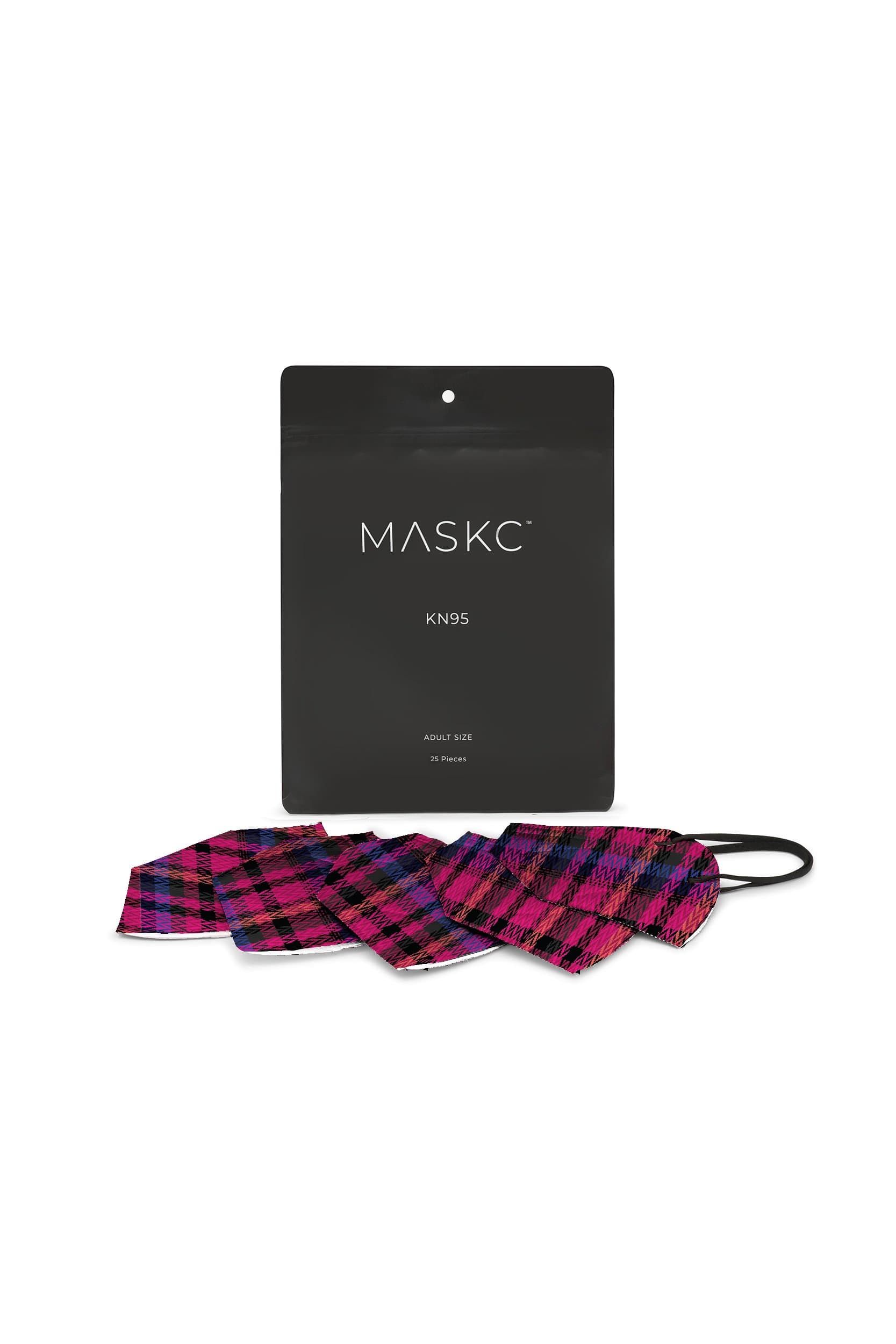 10 Pack of MASKC™ Berry Plaid Face Masks.